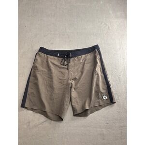 Vuori Men's Board Shorts Size 34 Khaki Navy Athletic Swim Trunks